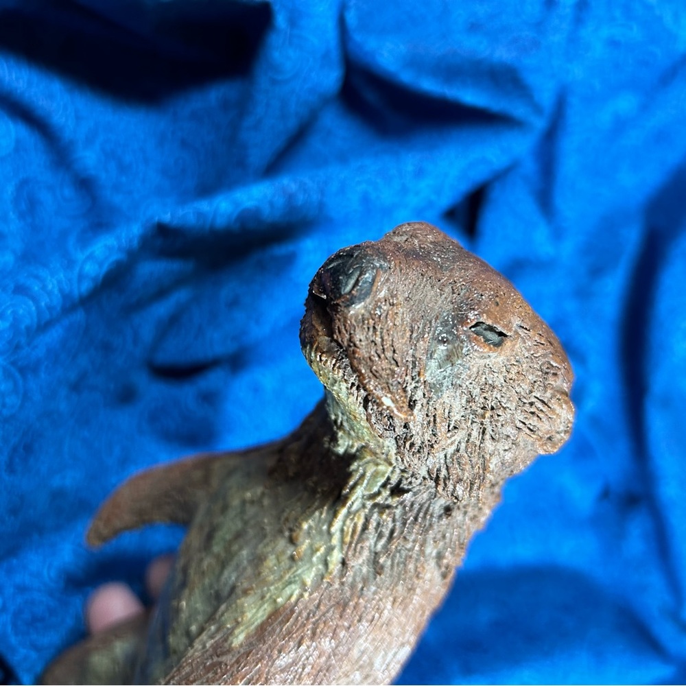 OOAK Studio Art OTTER Handmade Stoneware Garden Figurine Tchotchke Statuette